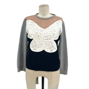 No 21 Lace Panel Sweatshirt Gray Keyhole Back Size‎ 40 / US Small